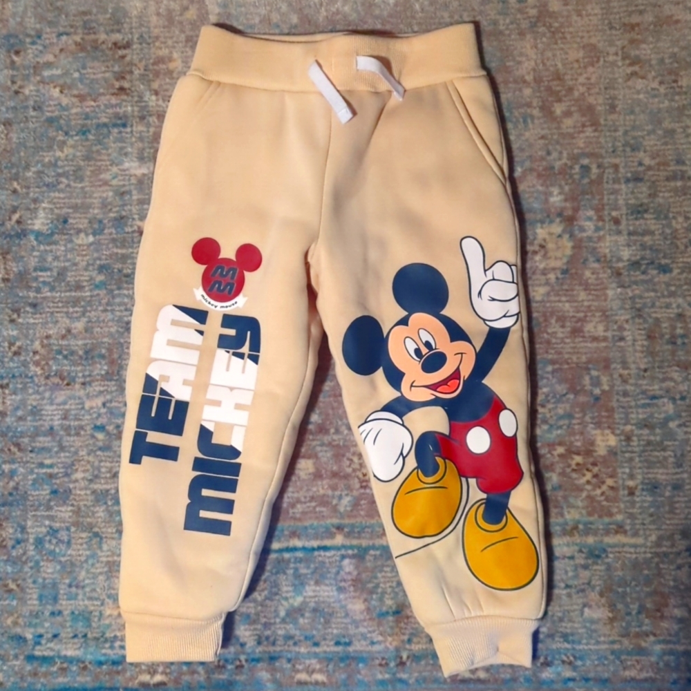 NWOT Mickey Mouse Fleece Lined Kid Joggers